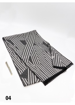 Reversible Cross Striped Cashmere Feeling Scarf